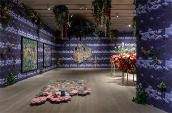 Installation view of Ebony G. Patterson . . . while the dew is still on the roses . . .