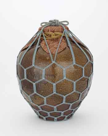 Tea-leaf storage jar named Chigusa cord, and net bag, mid-13th–mid-14th cenutry, mid-13th– mid-14th cenutry